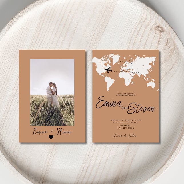 Invitación Boda de viaje del mapa de destino Boho (Subido por el creador)