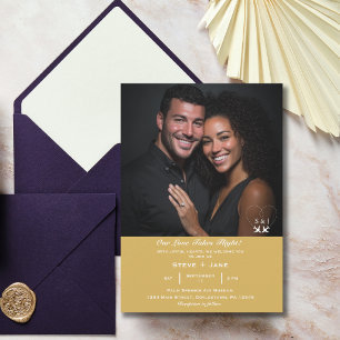 Invitación Boda de Viaje Oro Elegante Foto Personalizada