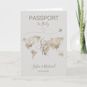 Invitación Boda de viajes Pasaporte de destino Mapa Mundial I