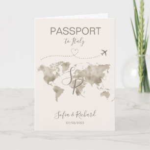 Invitación Boda de viajes Pasaporte de destino Mapa Mundial I