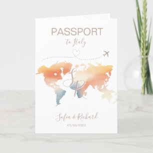Invitación Boda de viajes Pasaporte de destino Mapa Mundial I