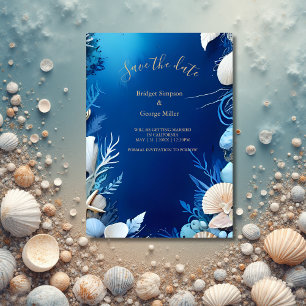 Invitación boda de vibración de la costa azul a salvo la fech