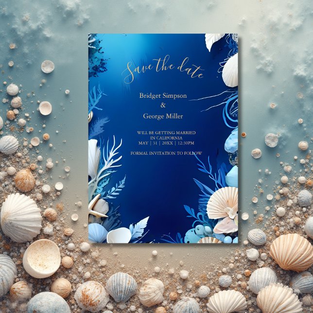 Invitación boda de vibración de la costa azul a salvo la fech (Subido por el creador)
