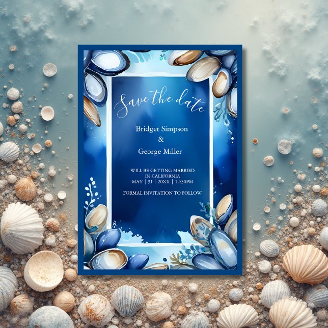 Invitación boda de vibración de la costa azul a salvo la fech (Subido por el creador)