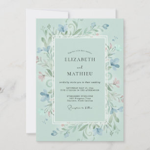 Invitación Boda de Vid Acuarela Aqua