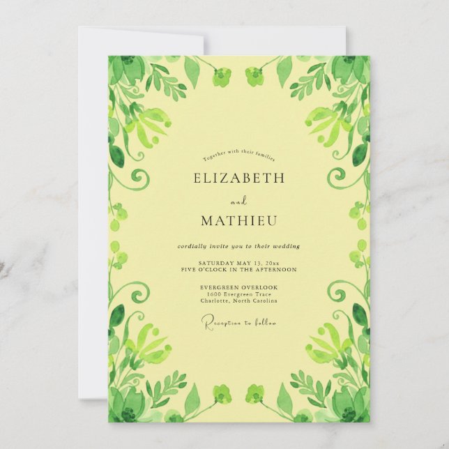 Invitación Boda de Vid Amarilla Pálida (Anverso)