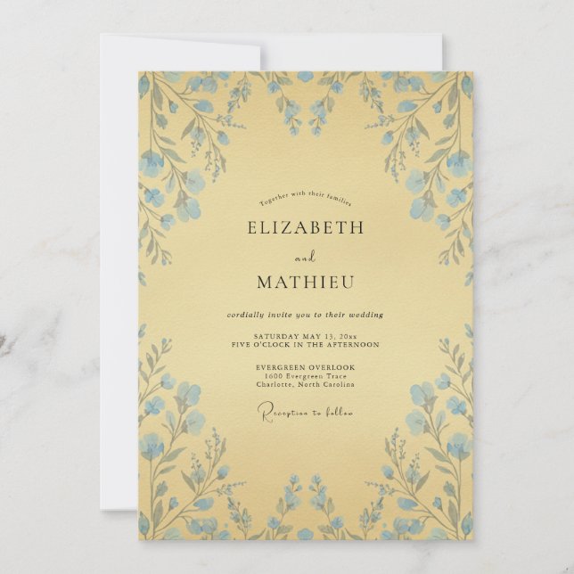 Invitación Boda de Vid Amarillo Mantecoso (Anverso)