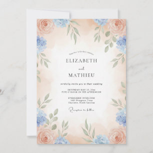 Invitación Boda de Vid Apricot Azure