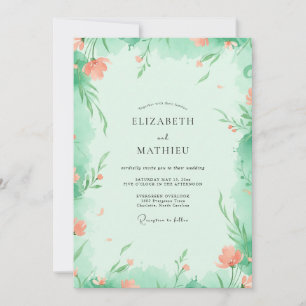 Invitación Boda de Vid Apricot Espuma de Mar