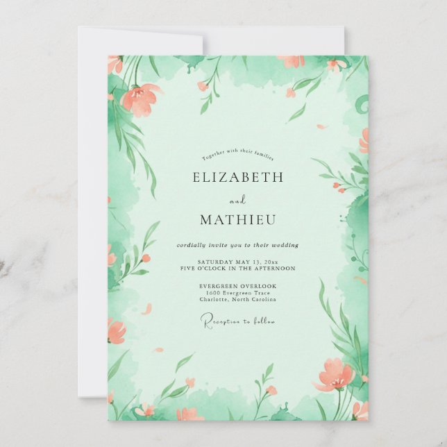 Invitación Boda de Vid Apricot Espuma de Mar (Anverso)