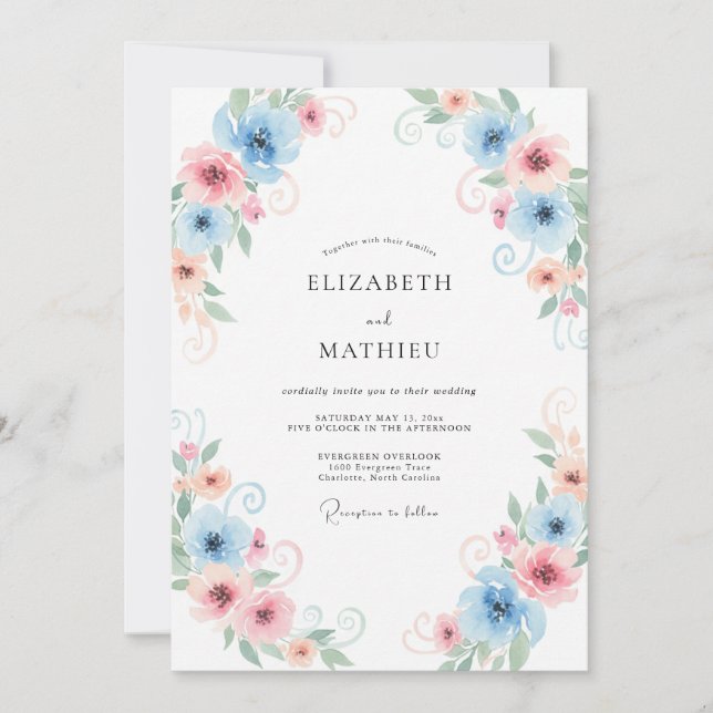 Invitación Boda de Vid Apricot Sky (Anverso)