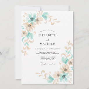 Invitación Boda de vid aqua y champán
