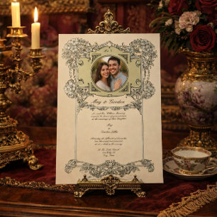 Invitación Boda de Vid Art Nouveau Rosa Viña