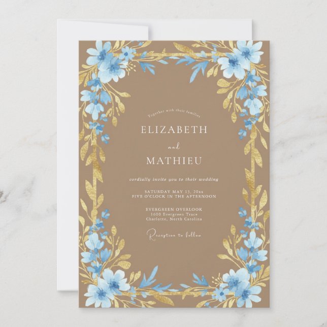 Invitación Boda de Vid Azul Azure (Anverso)