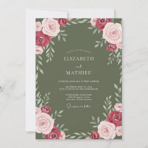 Invitación Boda de Vid Burgundy Musgo