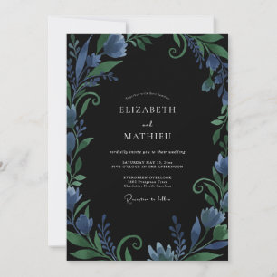 Invitación Boda de Vid Cobalt Negro