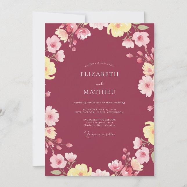Invitación Boda de Vid con Frutas Pintadas (Anverso)