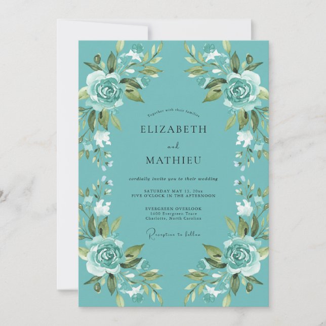Invitación Boda de Vid con Pintura Turquesa (Anverso)