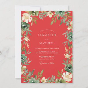 Invitación Boda de Vid Coral Frondosa