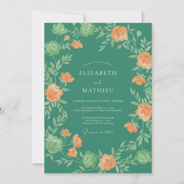 Invitación Boda de Vid de Albaricoque de Jade (Anverso)