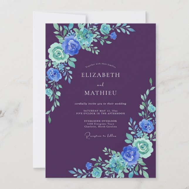Invitación Boda de Vid de Aqua Ciruela (Anverso)