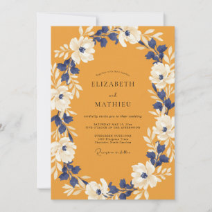 Invitación Boda de Vid de Índigo de Mostaza de Jardín