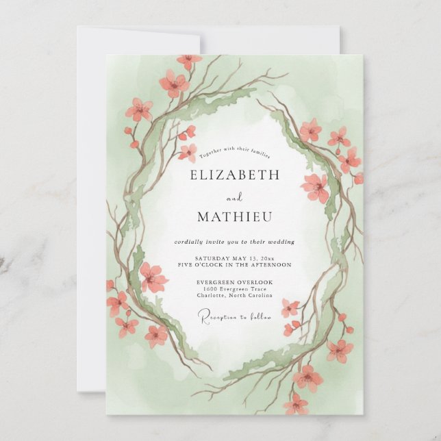 Invitación Boda de Vid de Menta Albaricoque (Anverso)