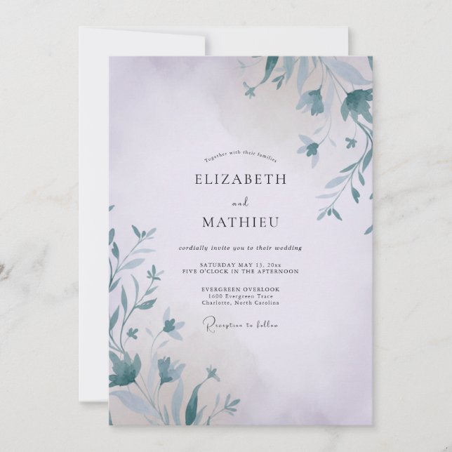 Invitación Boda de Vid de Niebla de Acero (Anverso)