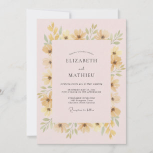 Invitación Boda de Vid de Oro Rosa Pastel