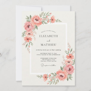 Invitación Boda de Vid de Peonía Rosada