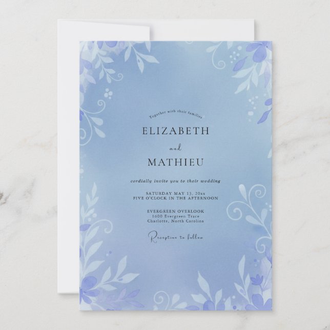 Invitación Boda de Vid de Periwinkle (Anverso)