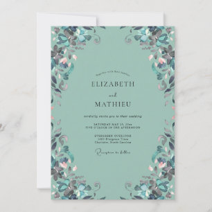 Invitación Boda de Vid de Plata Espuma de Mar