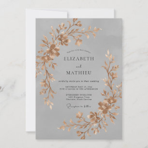 Invitación Boda de Vid Dorada de Acero