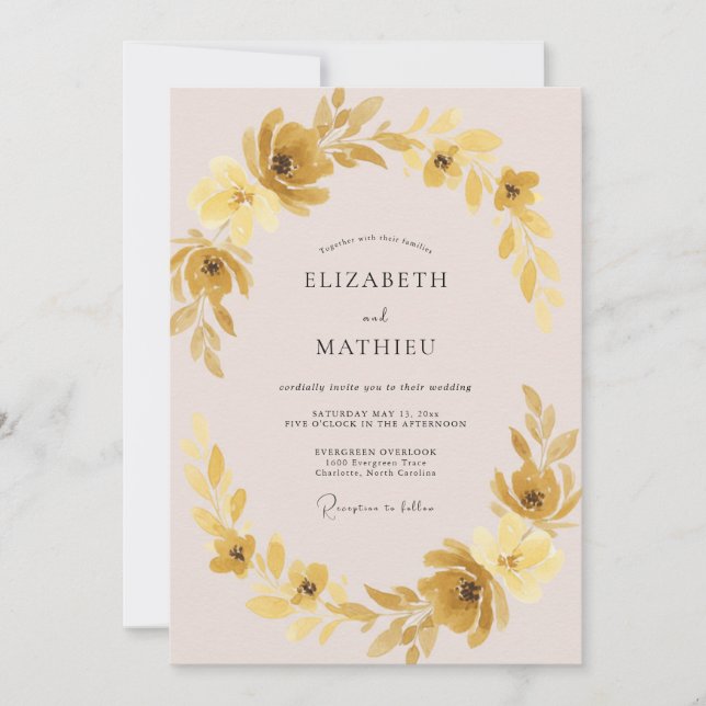 Invitación Boda de Vid Dorada de Ocre (Anverso)