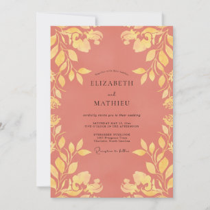 Invitación Boda de Vid Dorada de Terracota