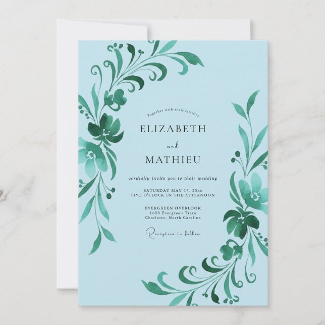 Invitación Boda de Vid Esmeralda del Cielo (Anverso)