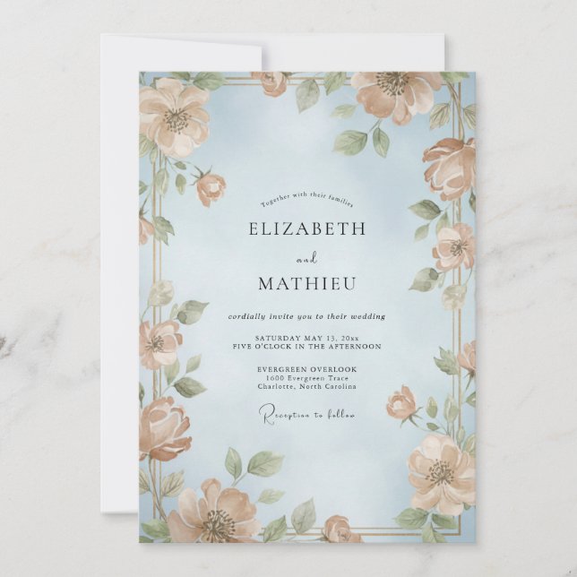 Invitación Boda de Vid Hoja de Champagne (Anverso)