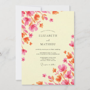 Invitación Boda de Vid Magenta Crema