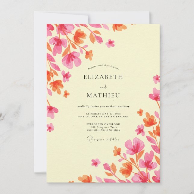 Invitación Boda de Vid Magenta Crema (Anverso)