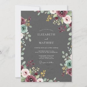 Invitación Boda de Vid Marrón Carbón
