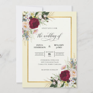 Invitación Boda de Vid Marrón Champán Cálido