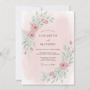 Invitación Boda de Vid Mixta Rosa y Menta
