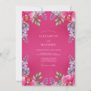 Invitación Boda de Vid Morada Fucsia