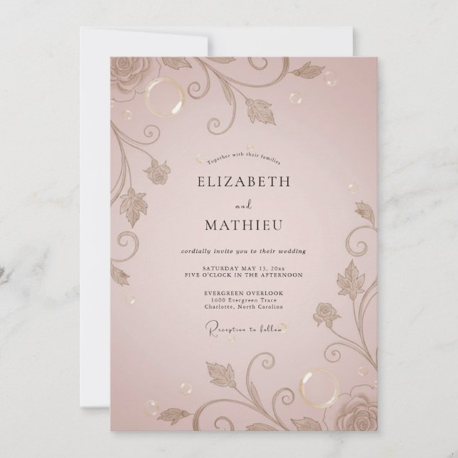 Invitación Boda de Vid Ornata con Champán (Anverso)