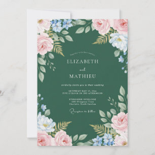 Invitación Boda de Vid Pintada con Rubor de Musgo