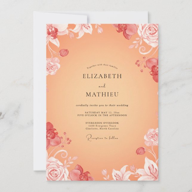Invitación Boda de Vid Pintada de Albaricoque (Anverso)