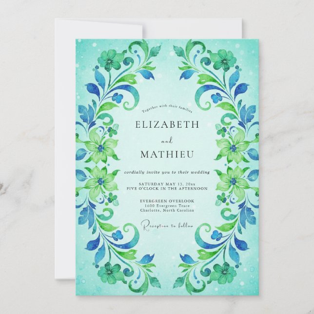 Invitación Boda de Vid Pintada de Cian (Anverso)