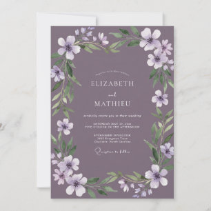 Invitación Boda de Vid Pintada de Lila Profundo