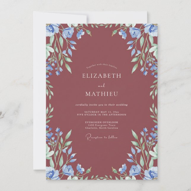 Invitación Boda de Vid Pintada de Óxido (Anverso)