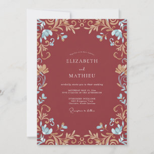 Invitación Boda de Vid Terracota Suave Dorado